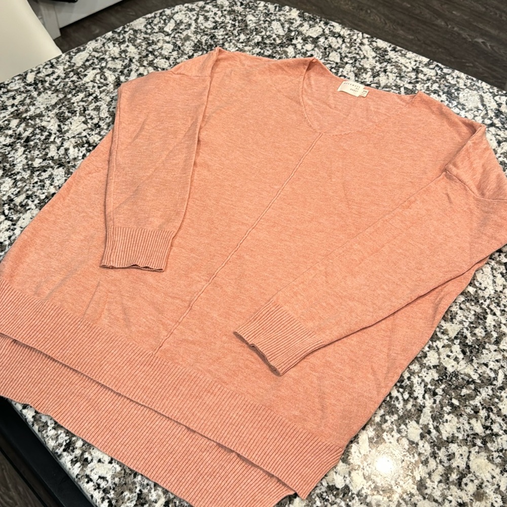 Coral V-Neck Sweater - Small/Medium